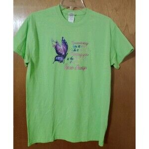 Women's Green T-Shirt Sz M With Colorful Graphics "Remembering You" Gildan New